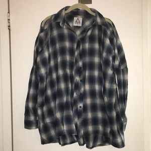NEW UNIF oversized plaid flannel shirt w/cutout